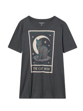 torrid Graphic Cat Mom Tee Grey with Teal Accents